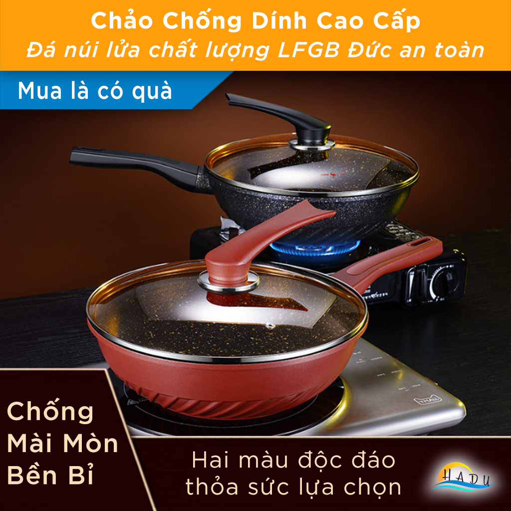 Chảo Đá Chống Dính Bếp Từ Cao Cấp 30cm Núi Lửa Sâu Lòng Có Náp Hợp Kim Nhôm Đạt Chất Lượng Đức SSGP