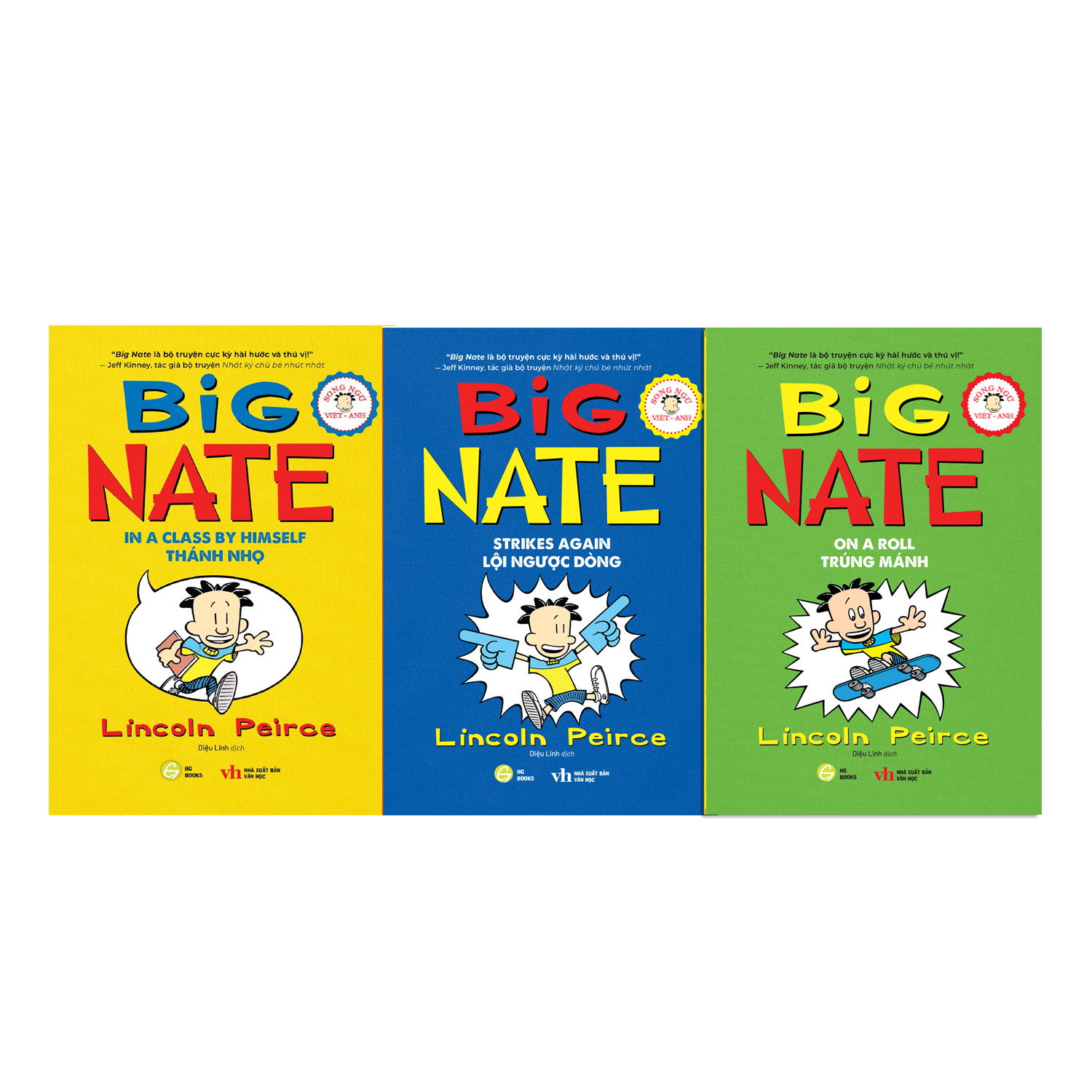 Sách Song Ngữ Việt - Anh: Big Nate – Combo 3 cuốn sách Thiếu Nhi Truyện Tranh Cho Trẻ Kèm File Audio và Note Từ Vựng