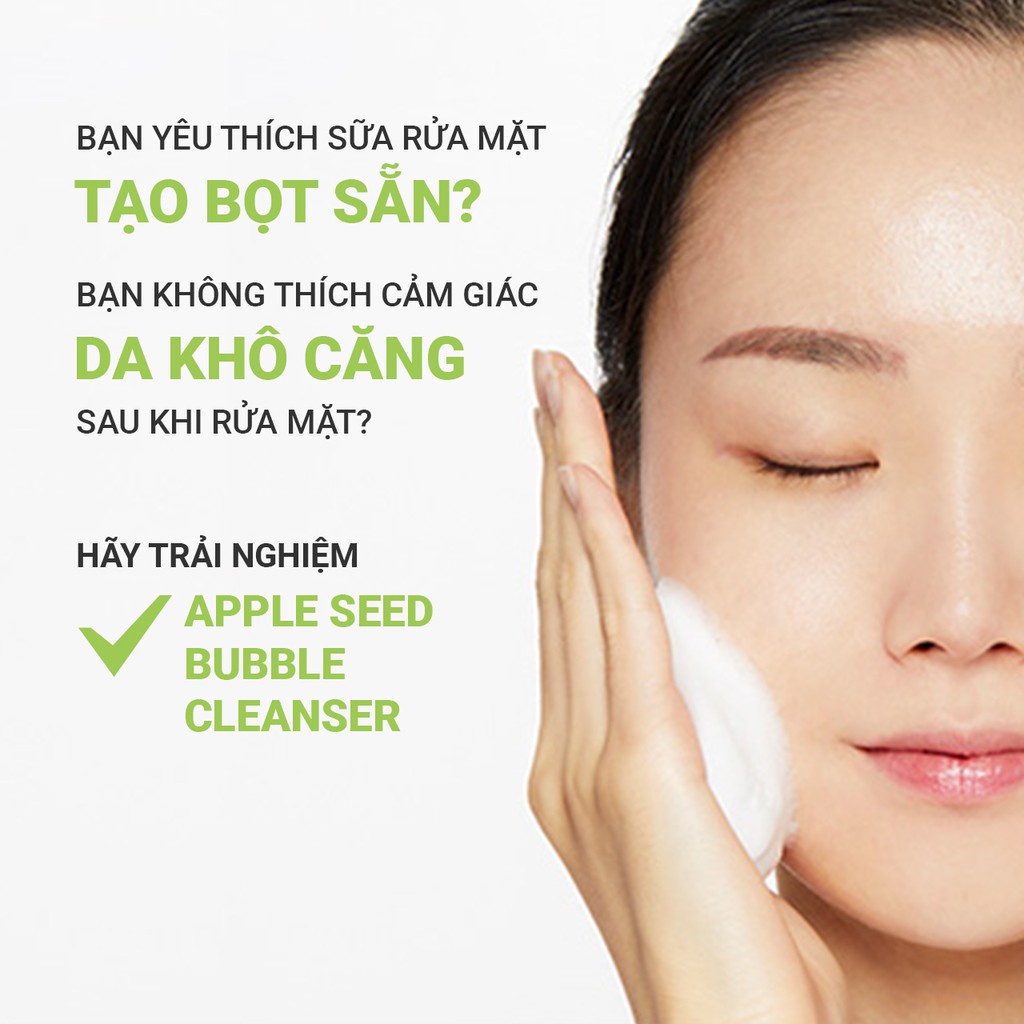 Sữa rửa mặt táo xanh tạo bọt sẵn innisfree Apple Seed Bubble Cleanser 150 ml - 131172732x