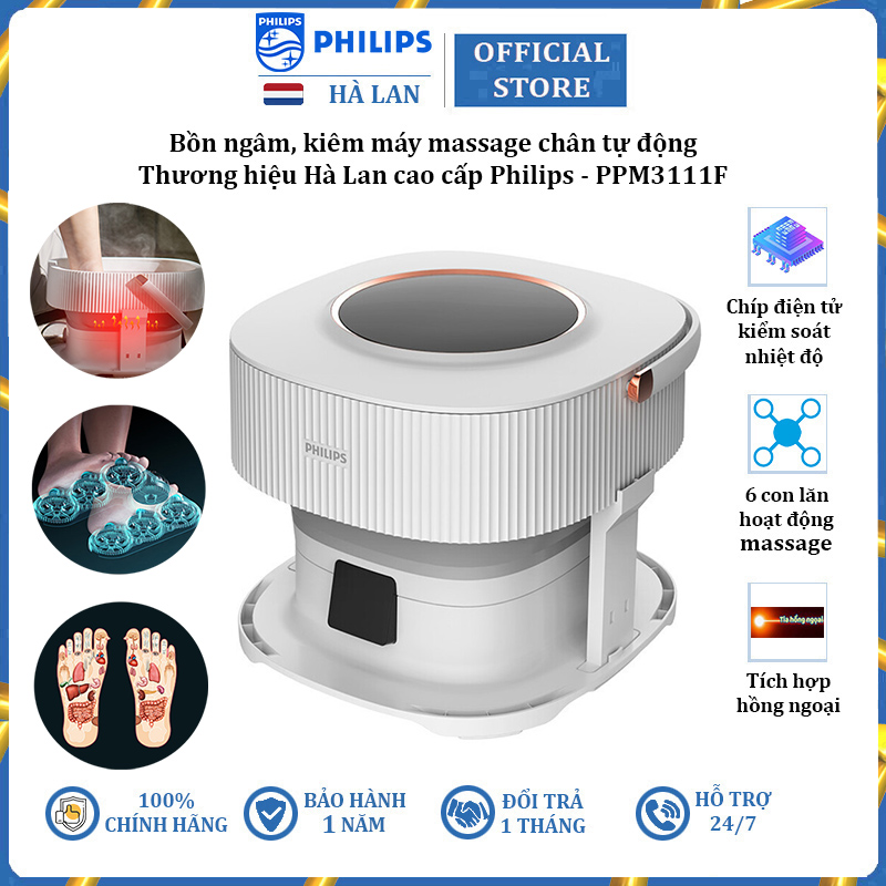 Bồn ngâm chân massage tự động Philips PPM3111F, dung tích 15 lít - Hàng Chính Hãng