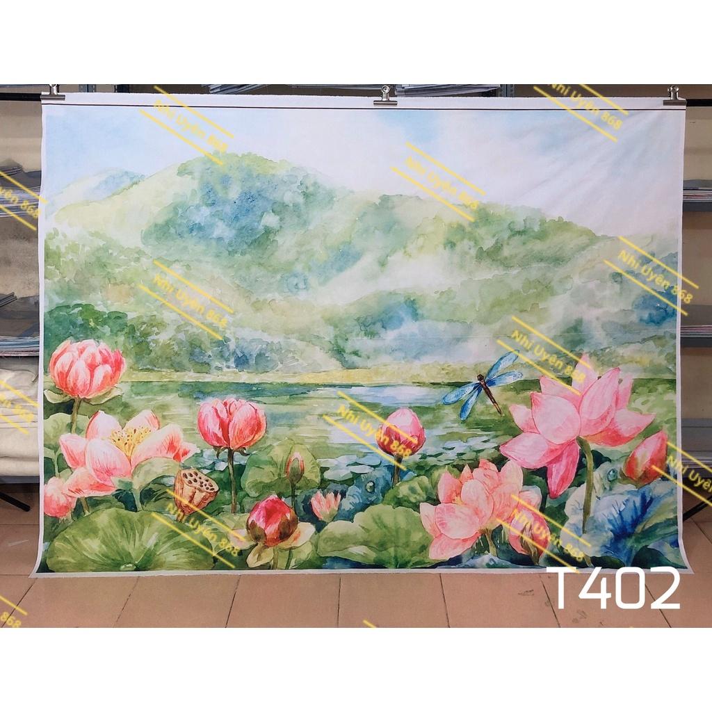 Tranh vải decor / Thảm vải treo tường / Thảm vải chụp ảnh chủ đề Sen