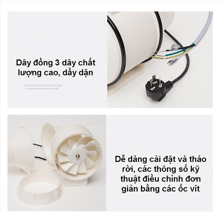Quạt Hút Thông Gió Phi 100-150-200-250 - Quạt Hút Gió Đồng Trục Cấp Khí Tươi Cho Công Trình Nhà Độ Ồn Thấp