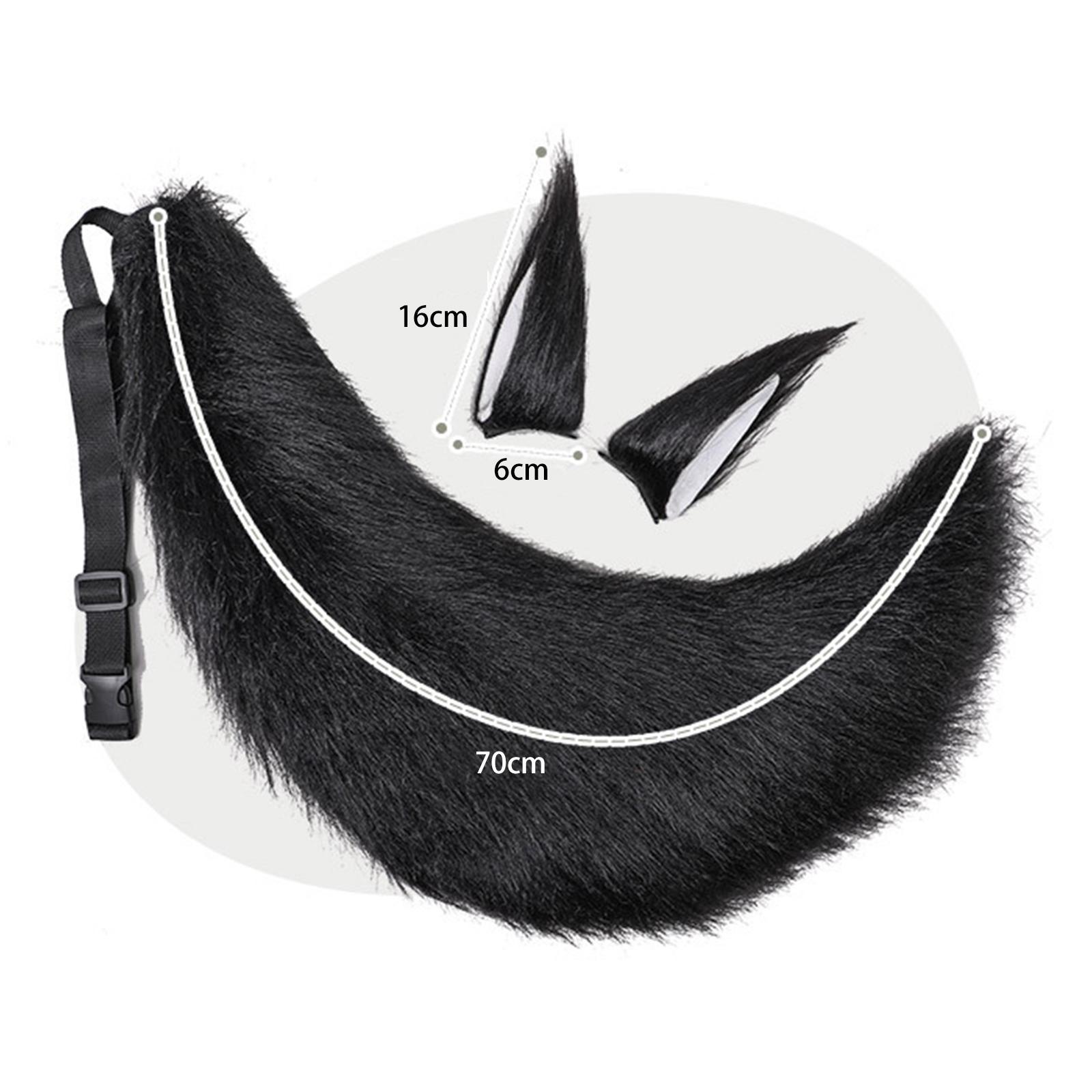 3 Pieces Plush Fox Ears Hair Clip Faux Fur Long Tail Women Girl Headwear Lovely Lolita Headband for Anime Cosplay Prop Christmas Fancy Dress