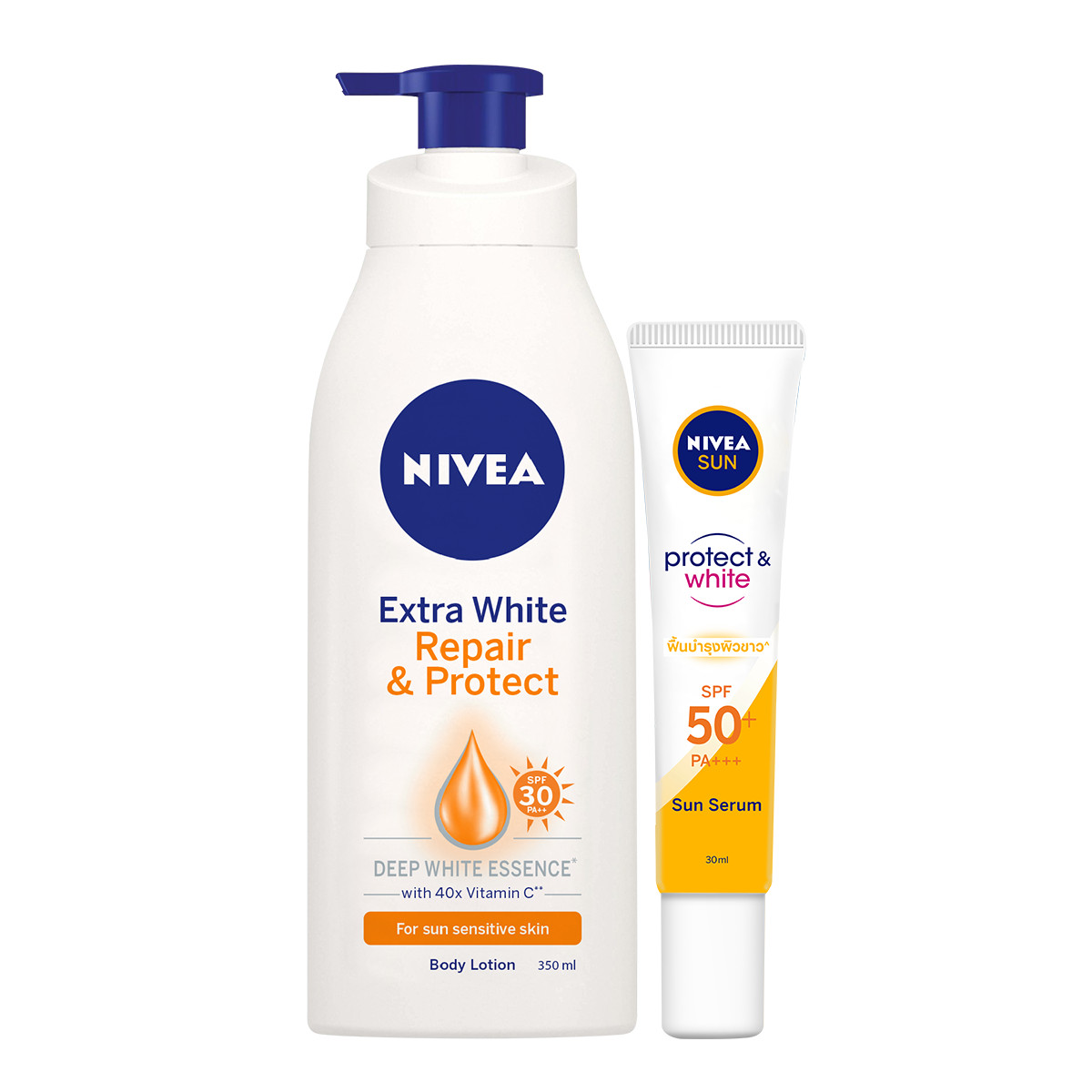 Bộ đôi Tinh Chất Chống Nắng NIVEA Dưỡng Trắng &amp; Phục Hồi SPF50+ PA+++ (30ml) - 86016 &amp; Sữa Dưỡng Thể Dưỡng Trắng NIVEA Ban Ngày Giúp Phục Hồi &amp; Chống Nắng SPF30 (350ml) - 88311