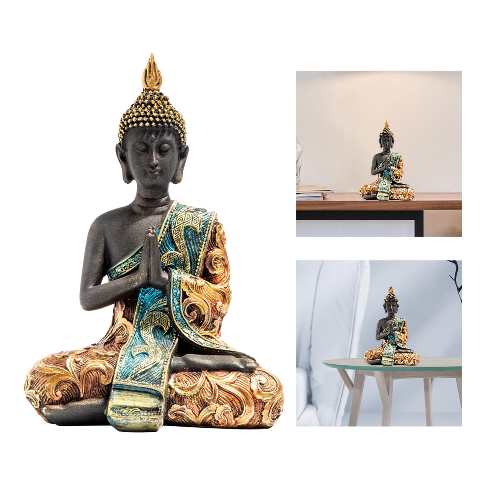 Buddha Statue Meditating Buddha Decorative Figurine Thai Shakyamuni Sitting Statue Desktop Living Room Office Yoga Zen Decoration Collectibles