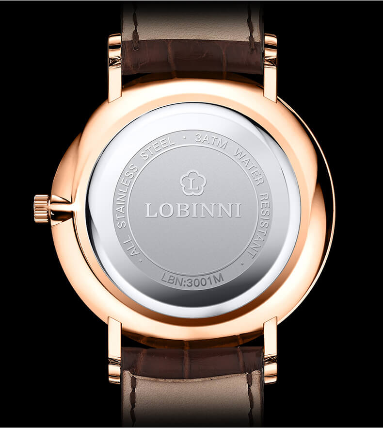 Đồng hồ nữ Lobinni L3001-10 chính hãng Thụy Sỹ ,Kính sapphire ,chống xước ,Chống nước 30m,mặt trắng vỏ vàng da nâu( đen) xịn,Máy điện tử (Quartz) ,Bảo hành 24 Tháng,thiết kế đơn giản ,trẻ trung và sang trọng