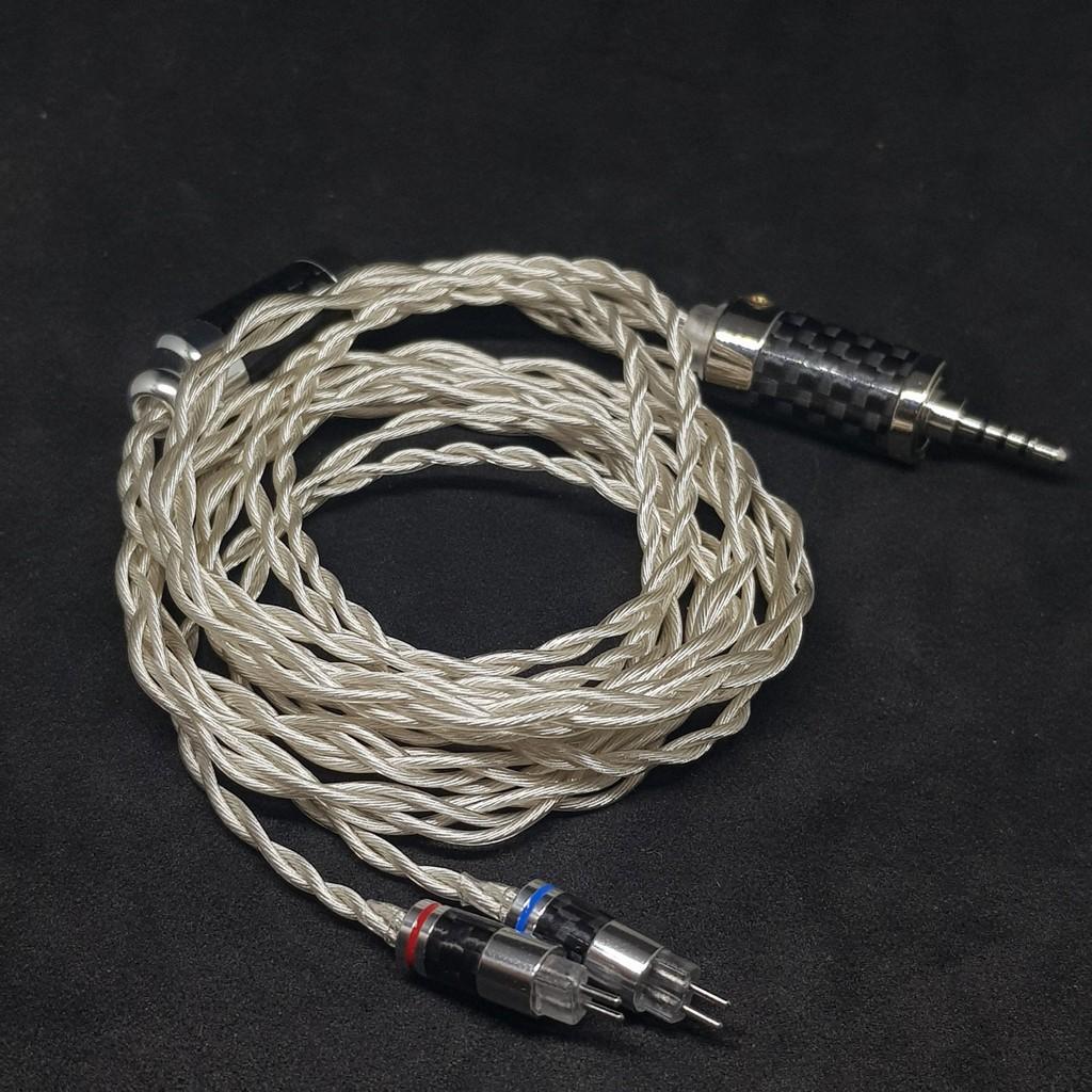 Dây cáp tai nghe đồng mạ bạc OFC OD 1.2mm - Connector 2pin 0.78mm mạ Rhodium