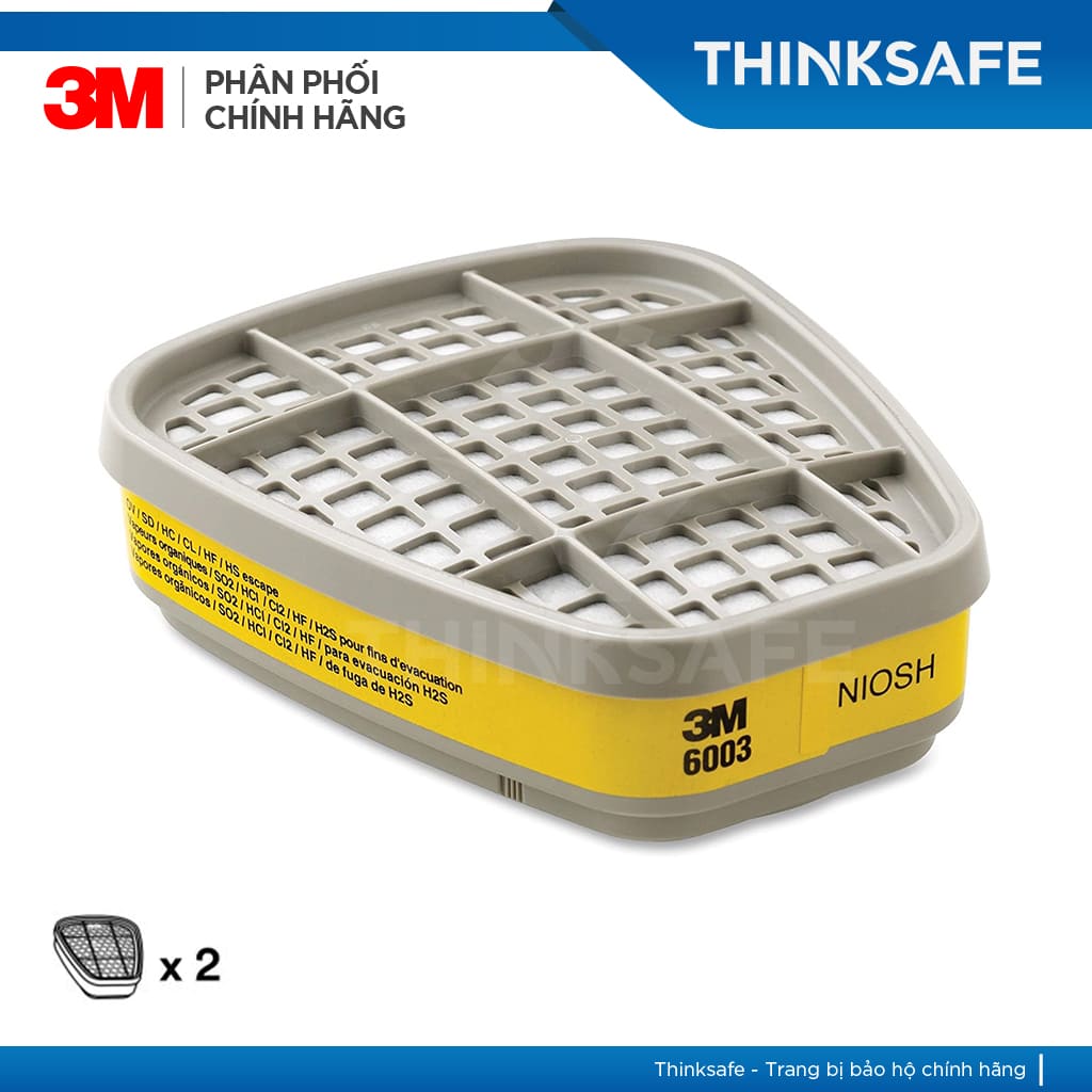 Phin lọc 3M 6003 Phin lọc hơi hữu cơ, vô cơ thường sử dụng cho mặt nạ phòng độc 3M 6200, 3M 7502, 3M 6800