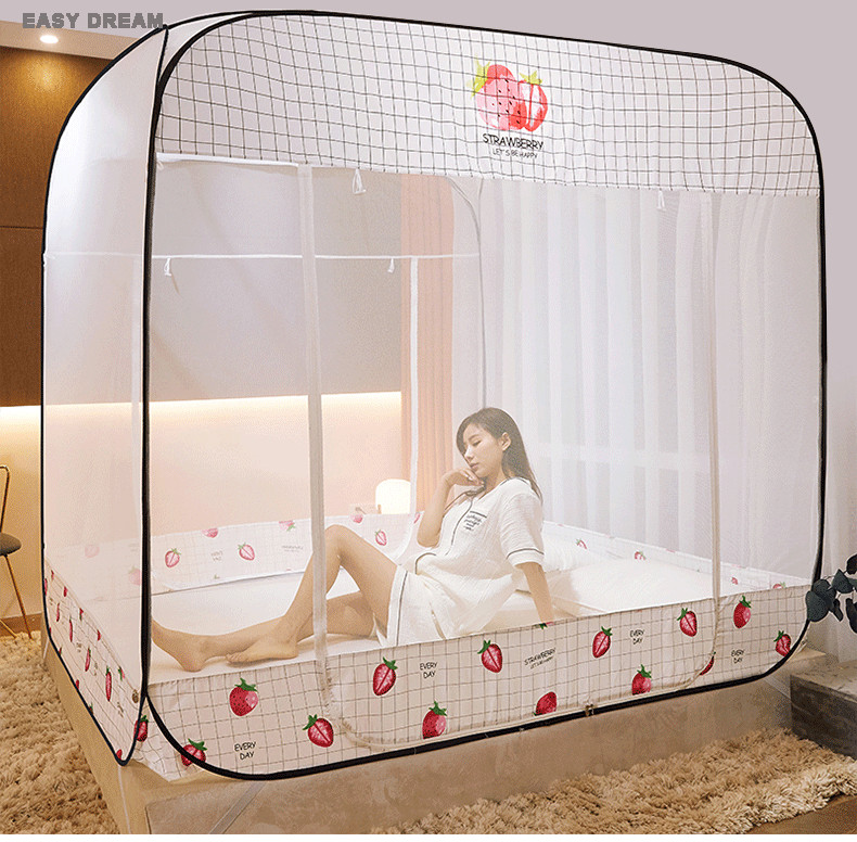 Mùng Chụp Màn Chụp Tự Bung người lớn cao cấp , Màn ngủ chống muỗi 1m8 x 2m , Cao 1m65 , 3 cửa , có đáy liền, đình rộng