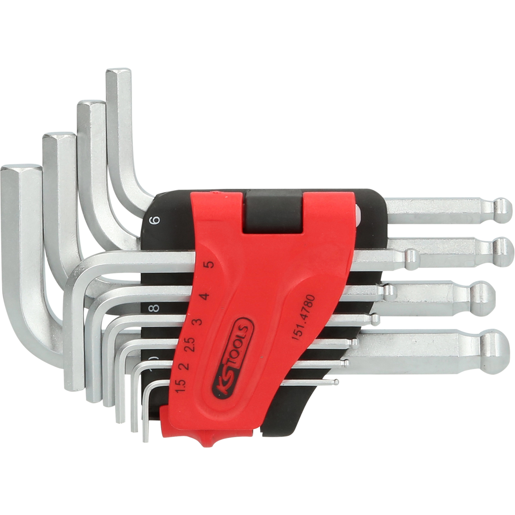 Bộ lục giác ngắn KS Tools 151.4780 đầu bi 10 chiếc