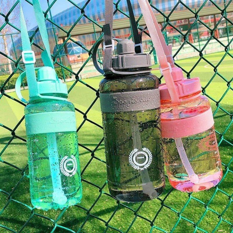 Cốc nước công suất lớn, cốc nhựa, cốc rơm người lớn, dây đeo, thể dục thể thao, nước, nồi, di độn