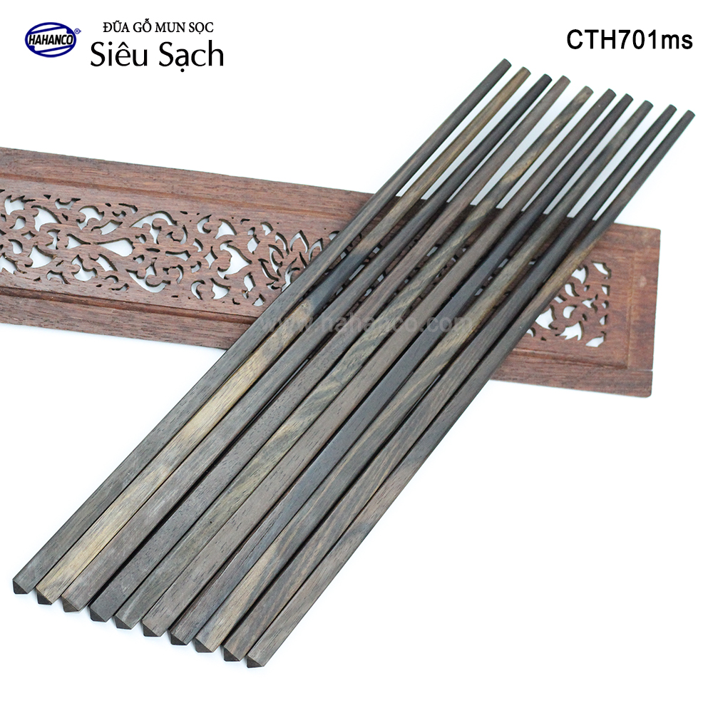 Đũa gỗ Tự nhiên trơn cao cấp (10 đôi) Chopstick of HAHANCO - CTH701MS - Sang trọng trên bàn ăn gia đình