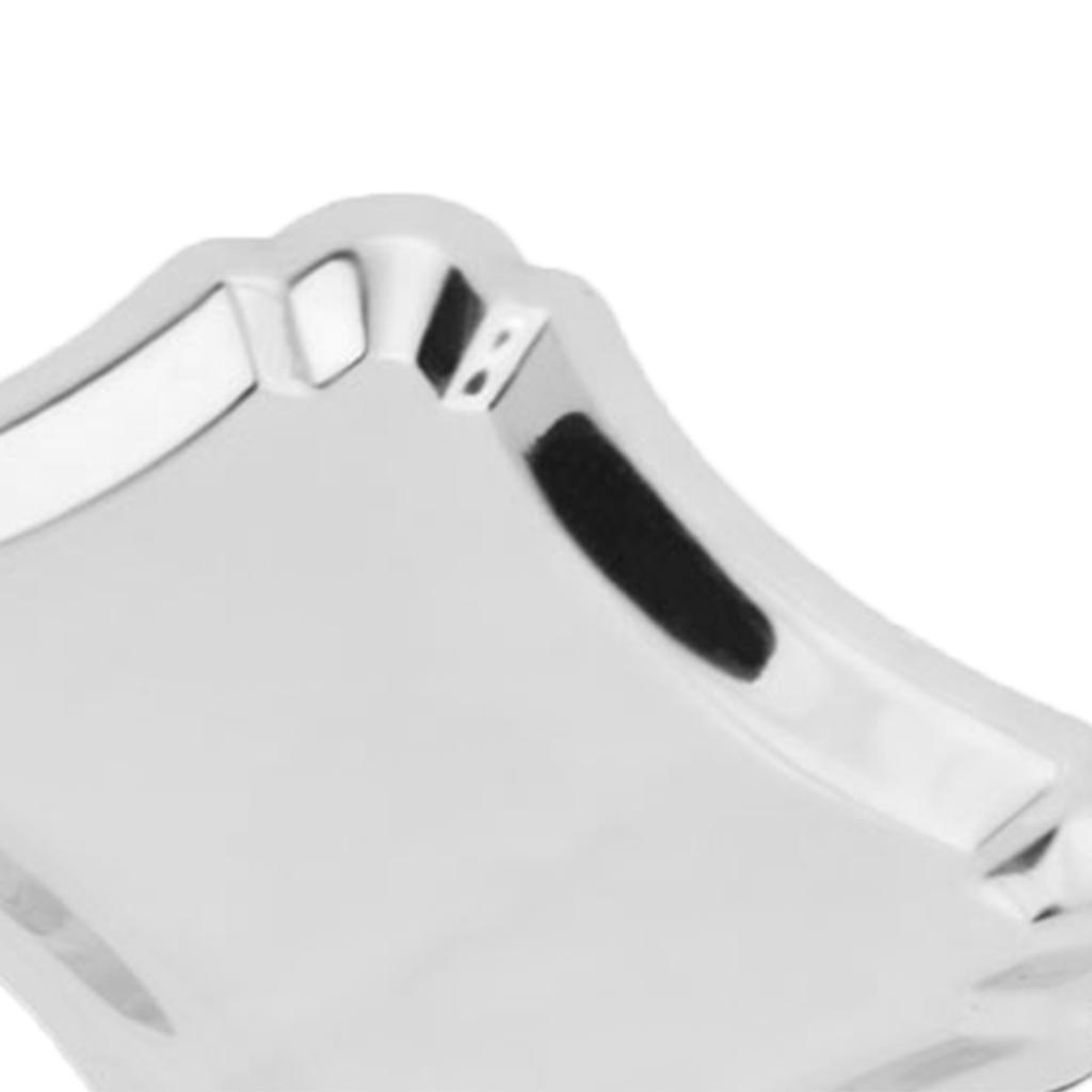 Stainless Steel Serving Tray Tea Fruits Plate Meat Drinks Dish Silver S