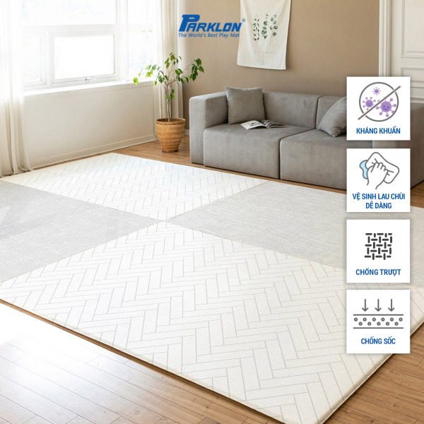 Thảm Em Bé Cao Cấp Parklon La Pure Họa Tiết Xương Cá Chính Hãng Hàn Quốc (250x140x1.5)cm Chống Bụi Kháng Khuẩn Khử Mùi Chống Ồn Chống Trượt Chống Sốc (La Pure Soft Mat-Herringbone Mood)