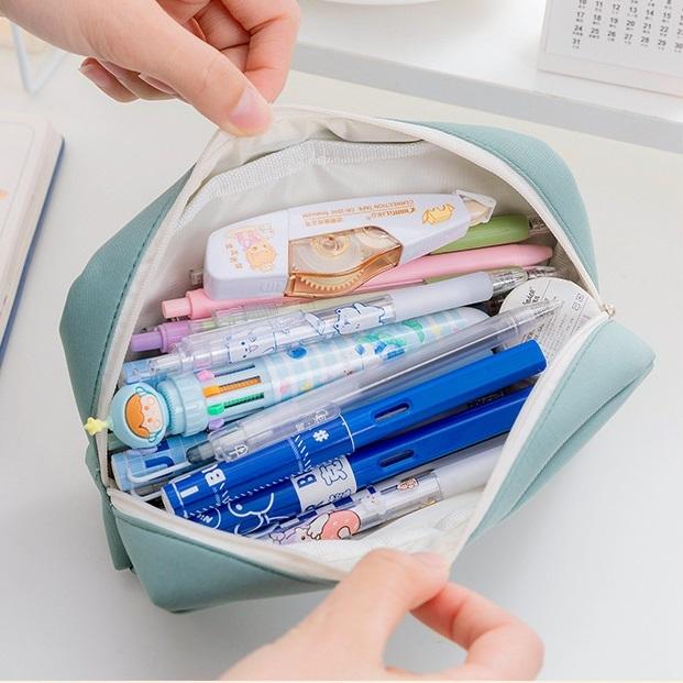 Hộp Bút Vải Đa Năng 2 Ngăn Có Cúc Bấm BU13