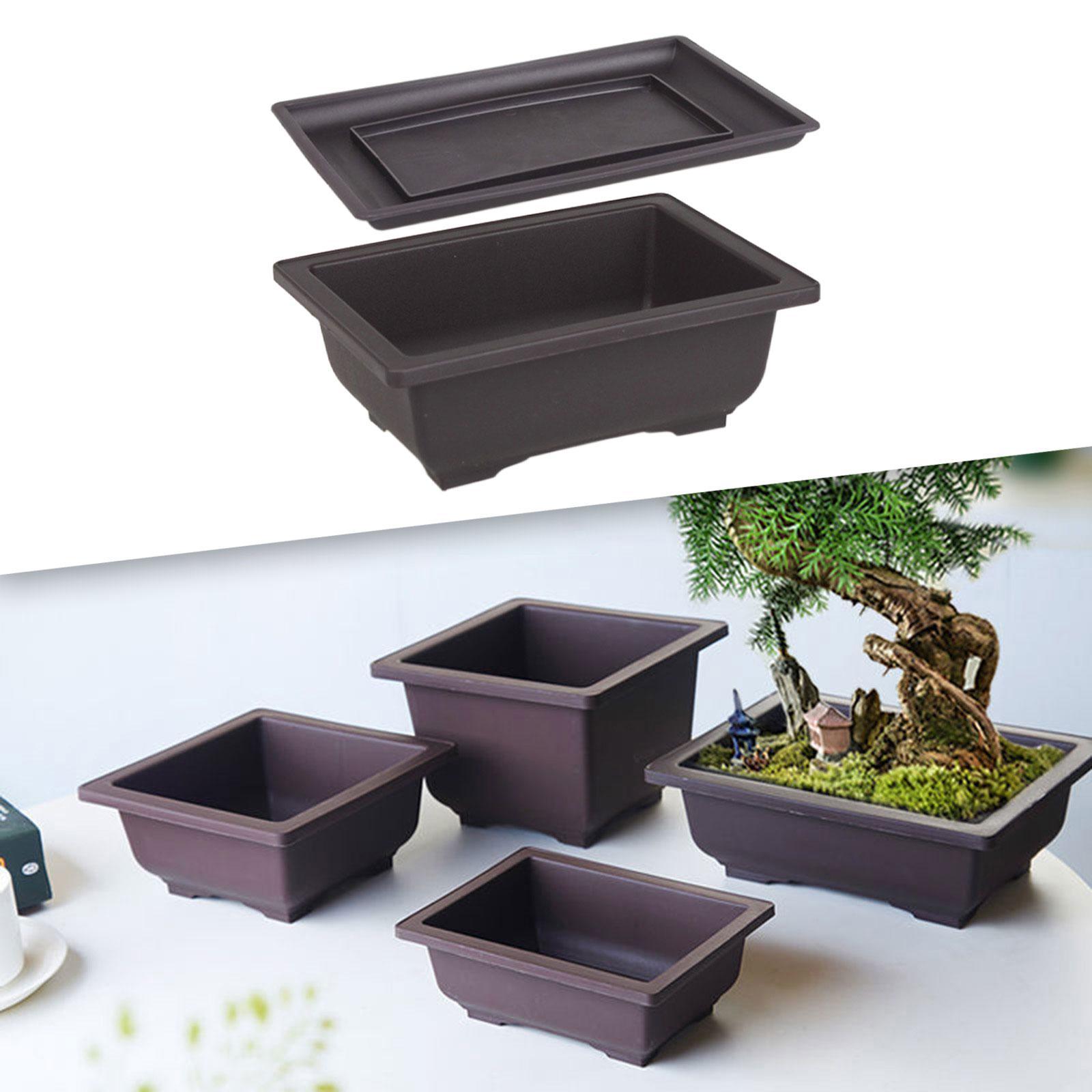 Training Pots with Tray Flowerpots Potted Sturdy Plants Growing Pot Bonsai Training Pots Multifunction Large for Office Table Indoor Balcony