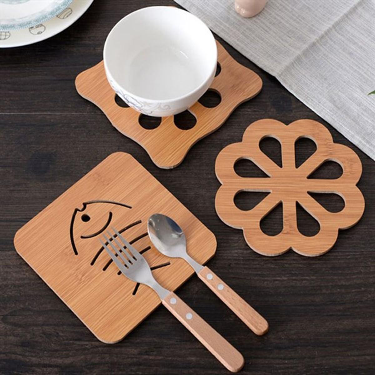 Combo 6 Đế Lót Nồi Bằng Gỗ Chịu Nhiệt Hình Thú - Hàng Loại 1