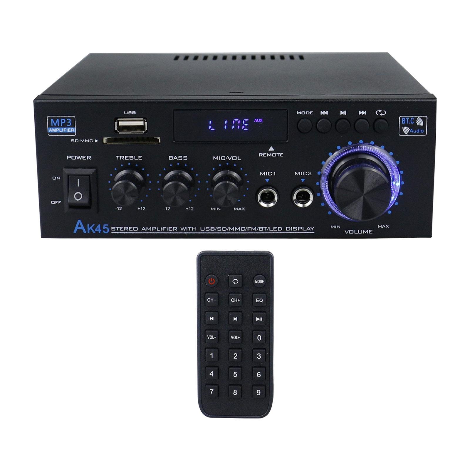 AK45 Audio Power Amplifier with Microphone 2.0 Channel HiFi Stereo Amplifier