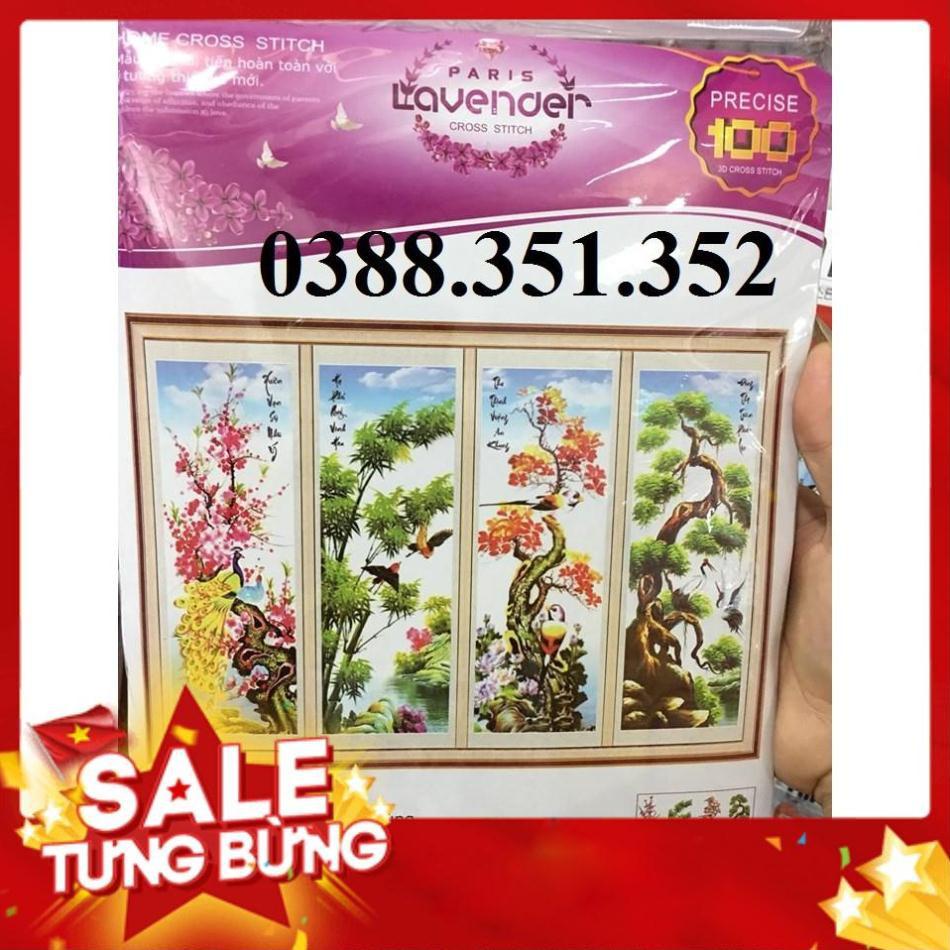 Tranh thêu chữ thập Mai Trúc Cúc Tùng LV3282 121x75cm
