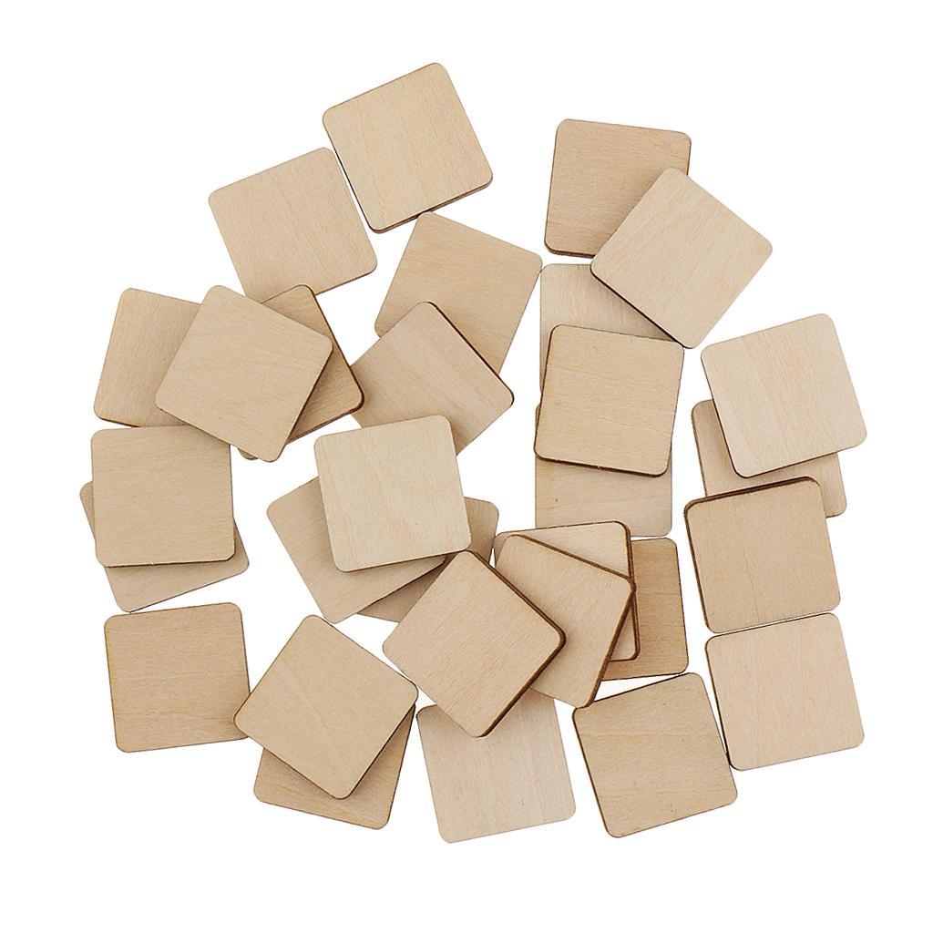 Multiple Shape MDF Unfinished Wooden Pieces Blank Plaque DIY Craft 60 Pieces