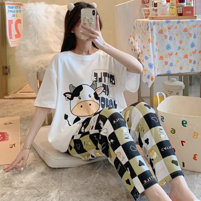 set bộ mặc nhà bò sữa xinh vải đẹp