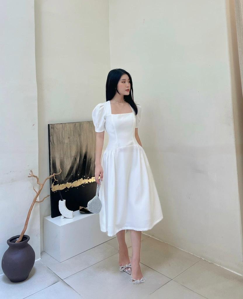 ĐẦM XOÈ TAY PHỒNG NHÚN HÔNG 14004