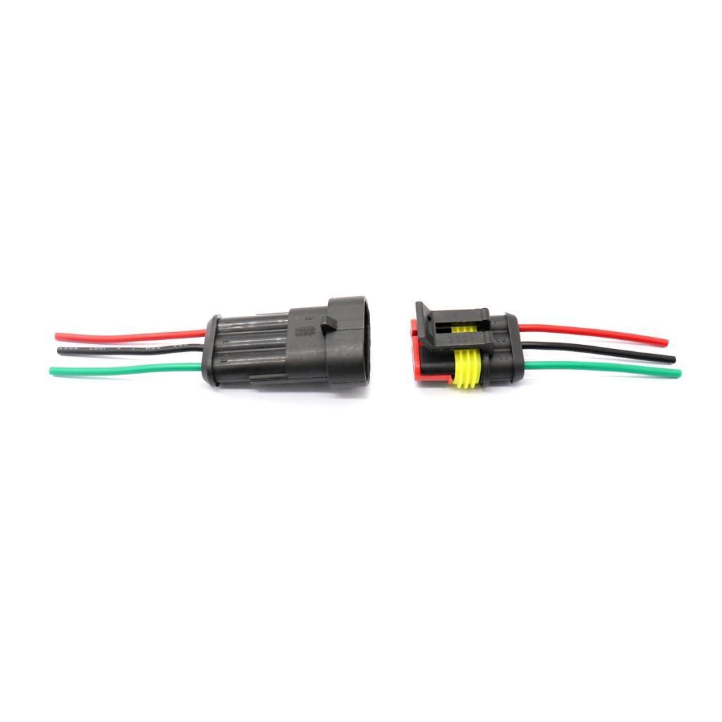 Support 3 Pin Way Car Auto Waterproof Electrical Connector Plug Socket Kit with Wire AWG Gauge Marine Pack of 5