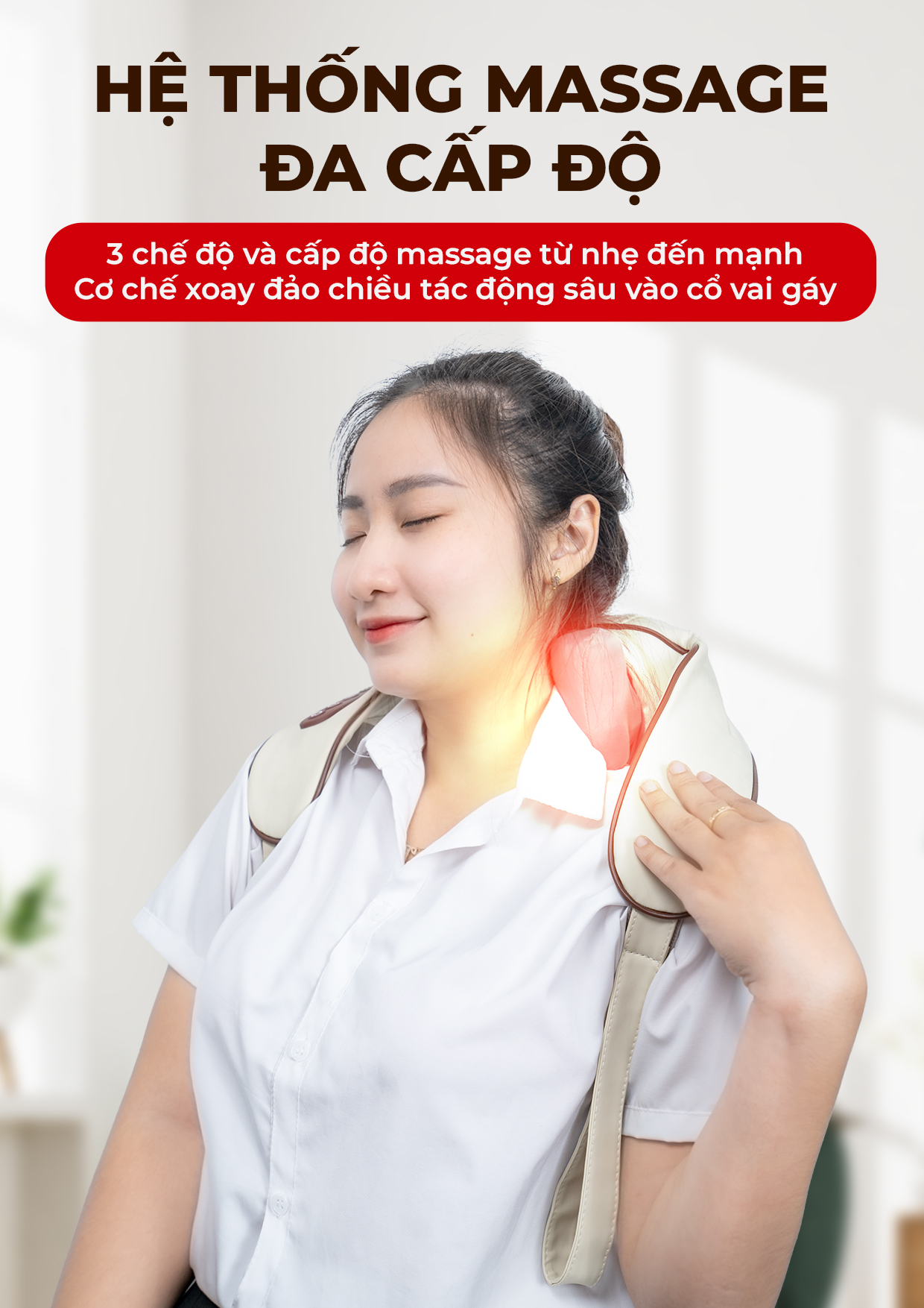 Máy Massage Cổ Vai Gáy Buheung MK-332 Nhiệt Hồng Ngoại, Pin Sạc, BH chính hãng 12 tháng