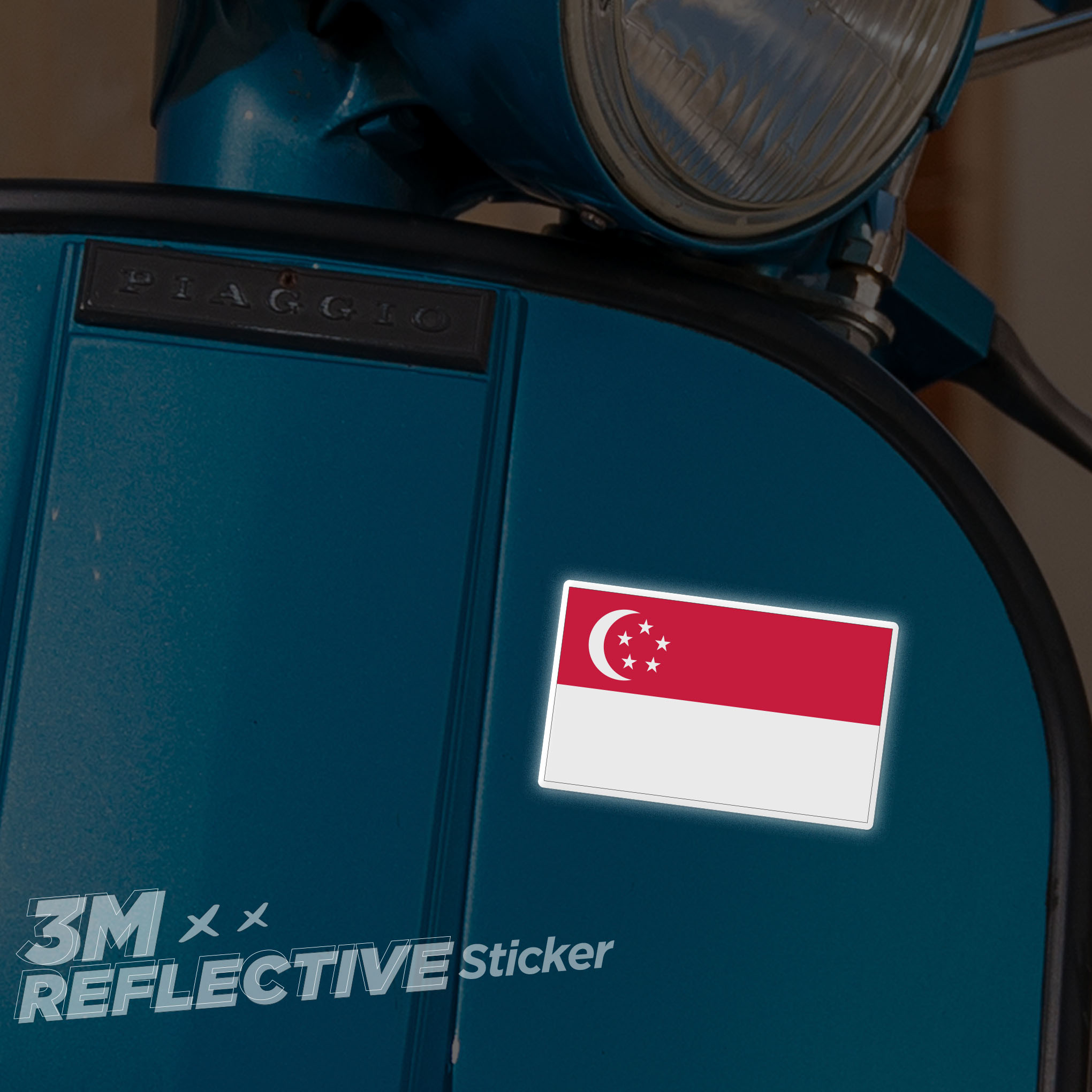 SINGAPORE FLAG 3M - Reflective Sticker Die-cut Hình dán phản quang thương hiệu STICKER FACTORY