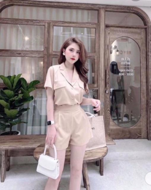 Set vest đùi cài nút thật 3 màu xinh lung linh