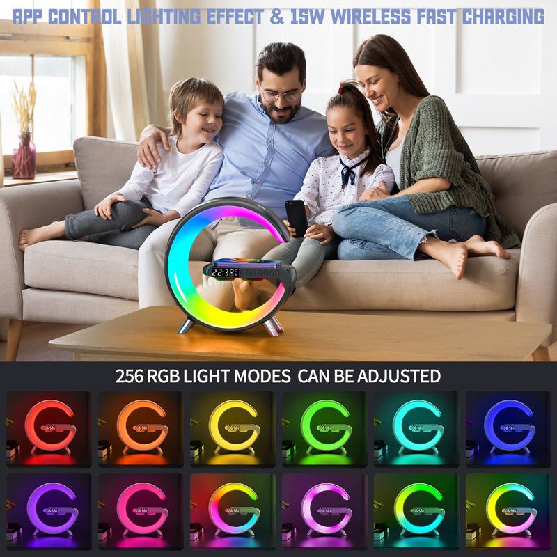 Đồng hồ báo thức không dây đa chức năng đồng hồ báo thức Bluetooth điều khiển ứng dụng LED Đèn LED Night Light RGB Bàn làm việc cho iPhone