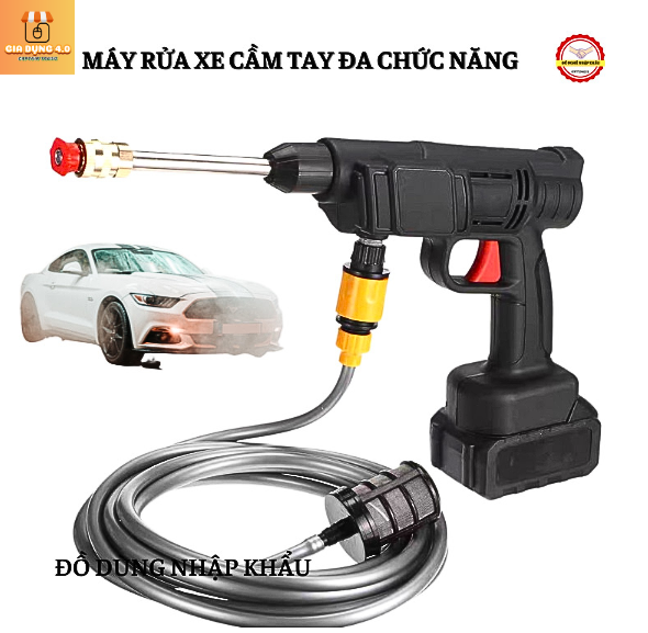 Máy rửa xe tạo bọt tuyết cầm tay, máy xịt tăng áp đa năng nhiều vòi - Kèm 2PIN và phụ kiện