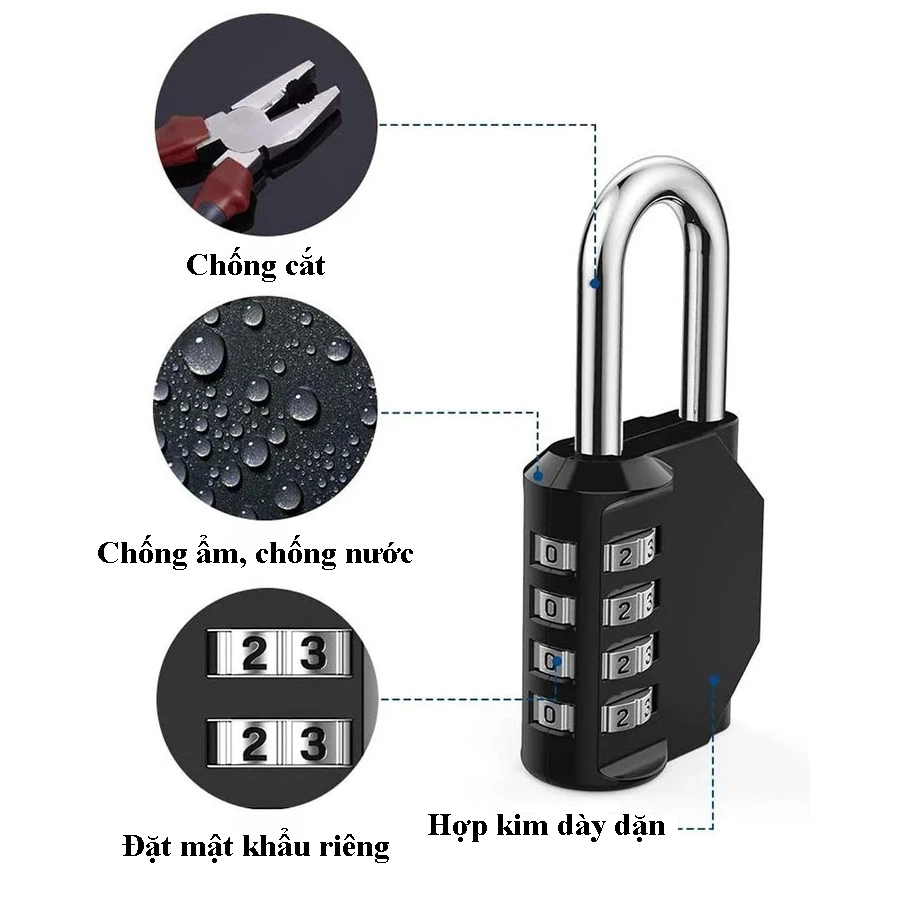 Ổ Khoá Số Khoá Mật Khẩu KUNBE Không Cần Chìa Nhiều Kích Thước An Toàn Chống Trộm