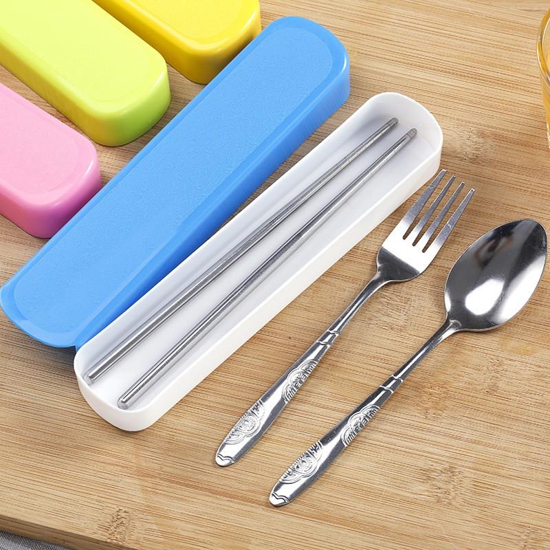 Bộ Thìa Dĩa Đũa Lúa Mạch Có Hộp Tiện Dụng