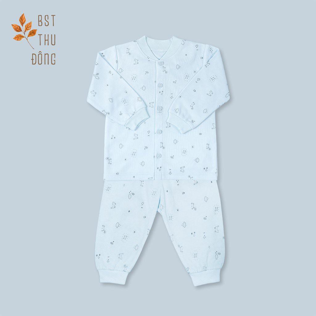 Bộ quần áo Miomio dài tay cài giữa dày 100% cotton