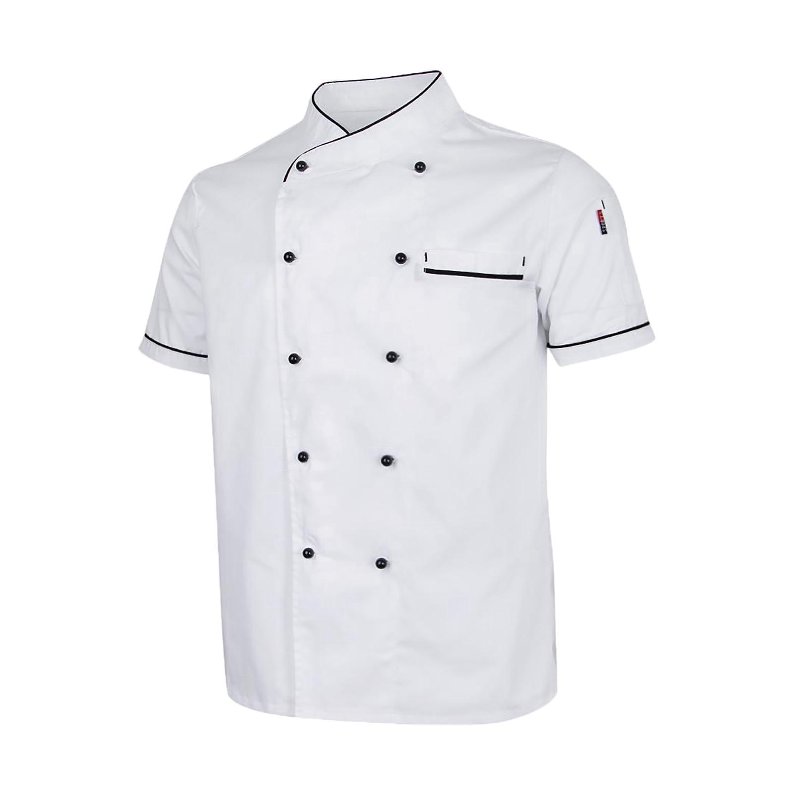 Chef Jacket Short Sleeve Uniform for Restaurant Kitchen Culinary School White