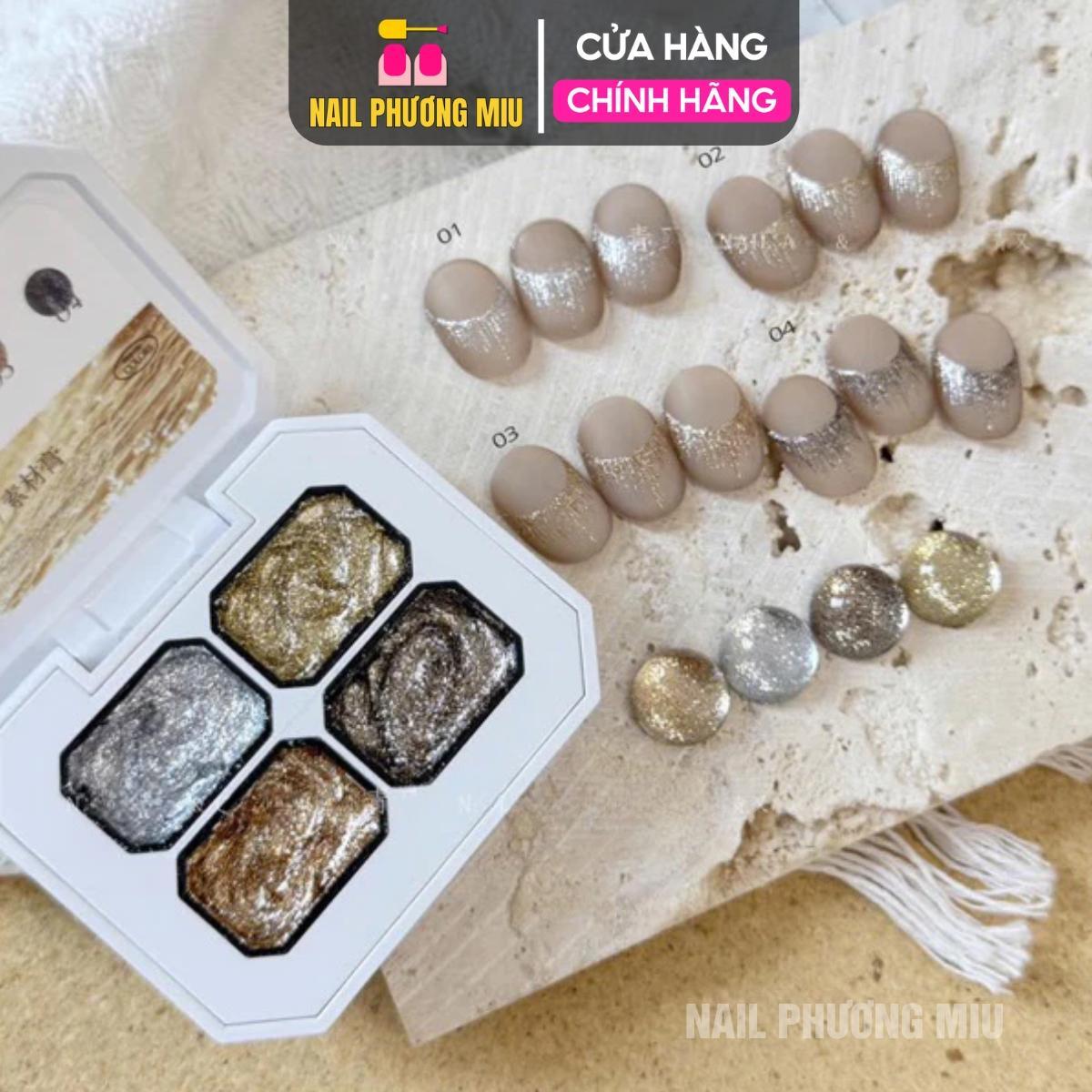 Gel Nhũ Bạch Kim Vẽ Viền Móng 4 Màu Huaxi Siêu Sáng Bóng Cao Cấp Đậm Đặc Làm Nail, Chống Thấm Nước Mùi Nhẹ, Không Cần Rửa, Lâu Trôi