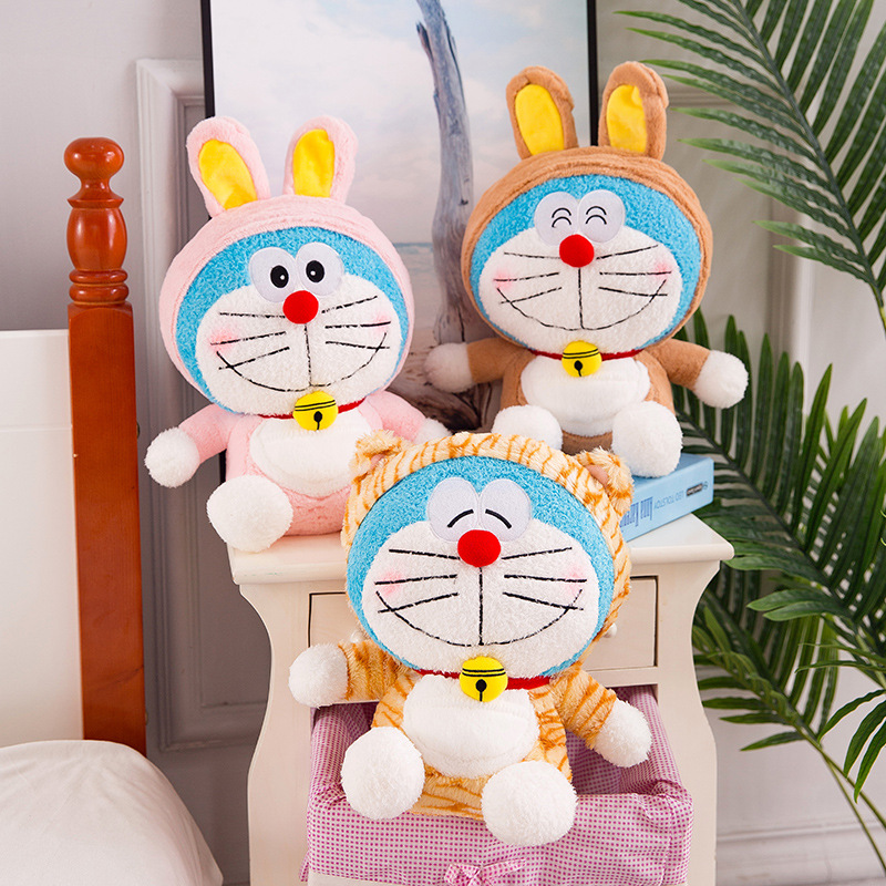 Gấu Bông Doremon Cosplay Thỏ Hồng, Thỏ Nâu, Beo Siêu Mềm Siêu Cute