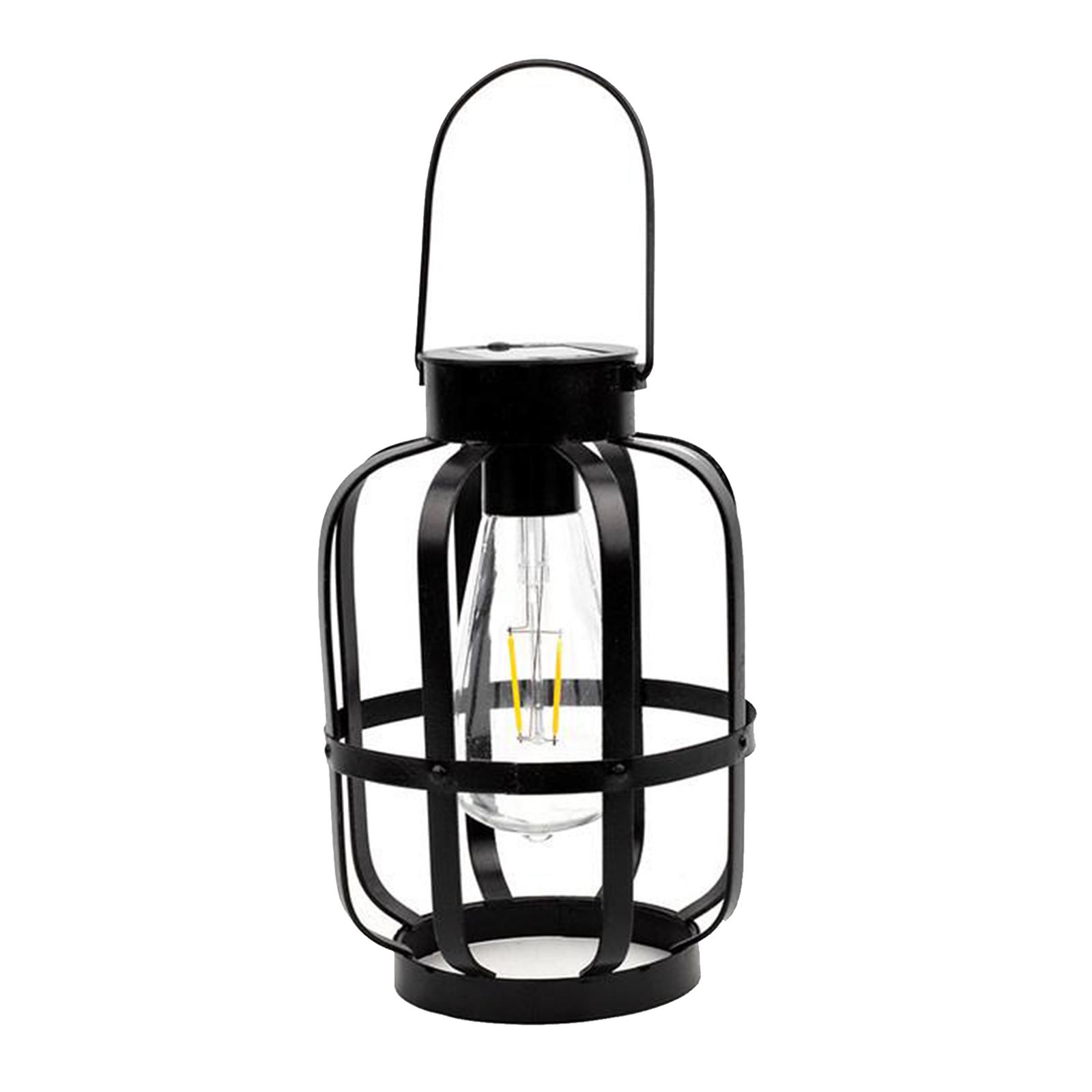 Hanging Solar Lights Lantern Lamp with Hook Ring, Metal Waterproof Bulb Lights for Garden Outdoor Pathway