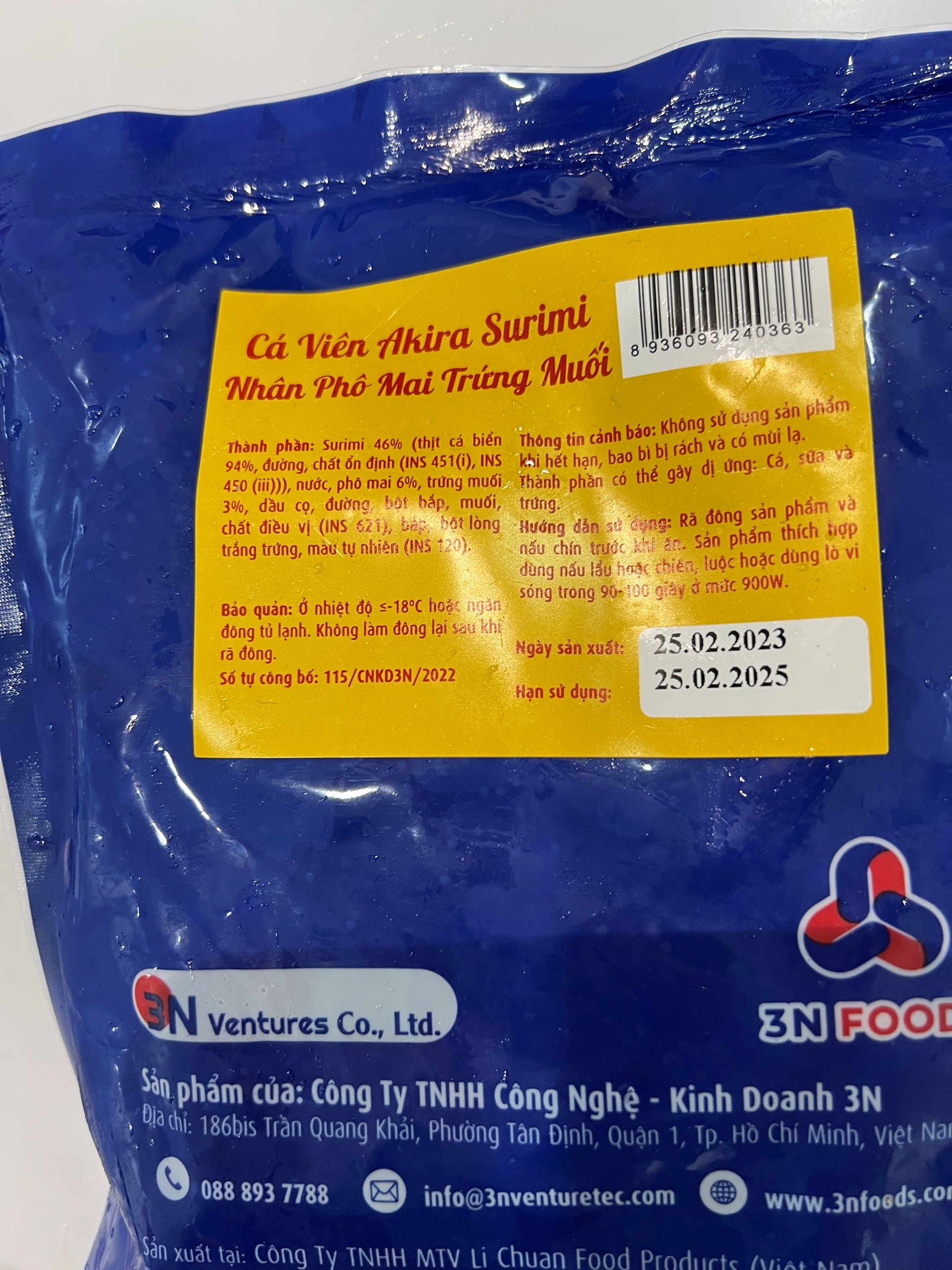Cá viên Akira surimi nhân phô mai trứng muối