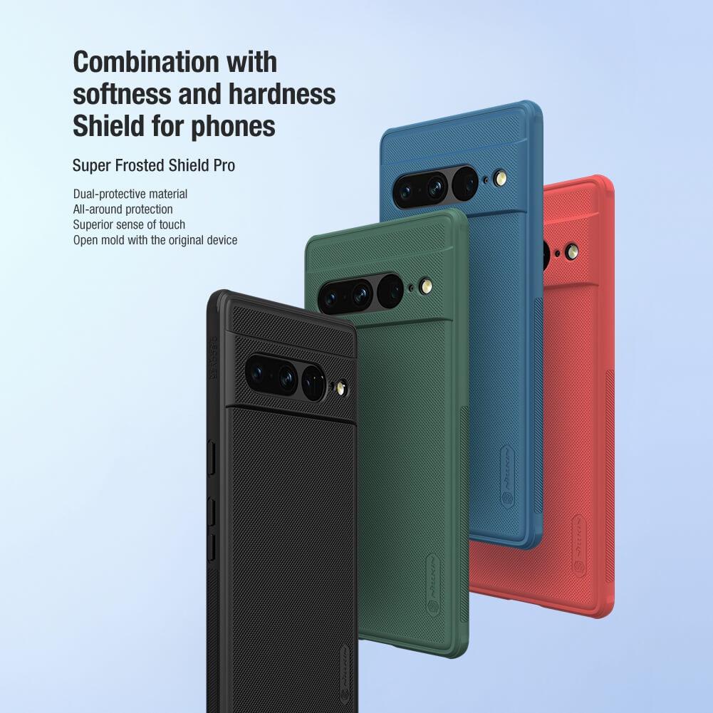Ốp Lưng cho Google Pixel 7 Pro Nillkin Nhựa Sần lưng PC cứng, viền TPU chống sốc Hàng nhập khẩu