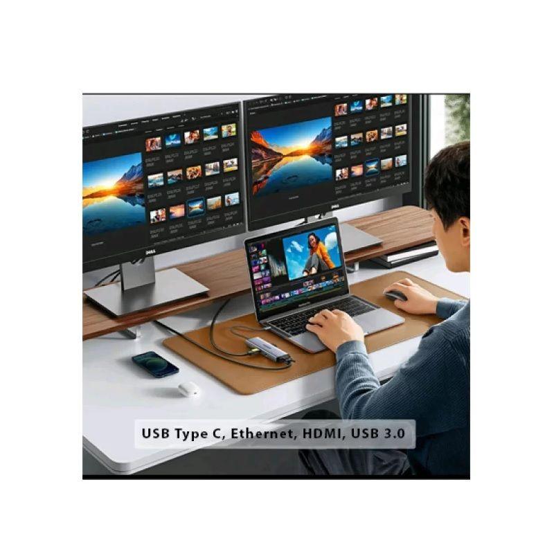 Ugreen UG15600CM498TK USB type C sang 1 x HDMI 4K30hz + 1 x VGA xuất cùng lúc + 1 x RJ45 1Gbps + TF + SD + 3 x USB 3.0 + 1 x USB-C PD 100W Bộ chuyển 9in1 - HÀNG CHÍNH HÃNG