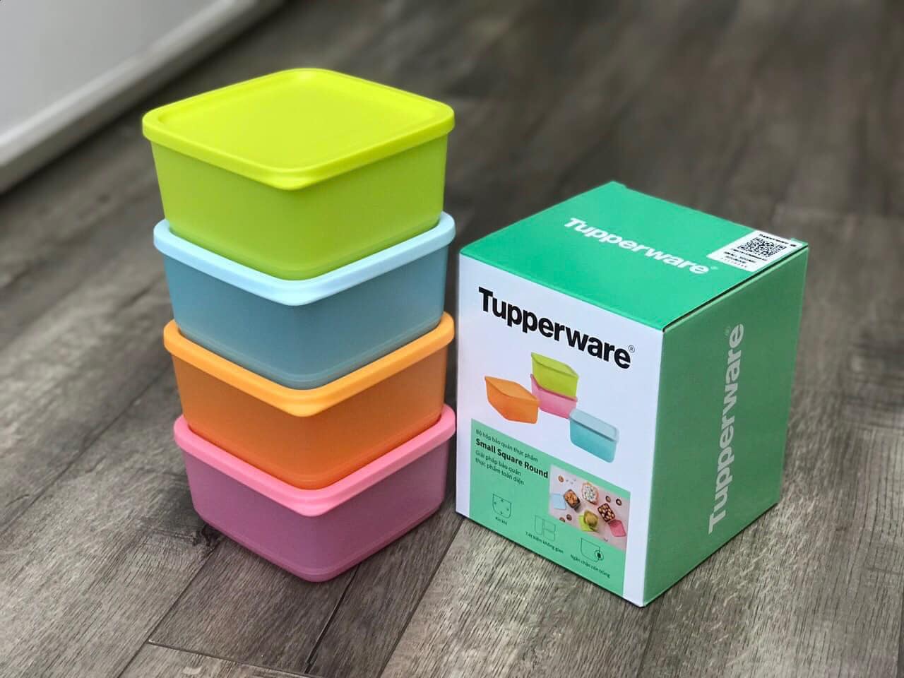 Bộ hộp BQTP Small Square Round Tupperware (4 hộp)