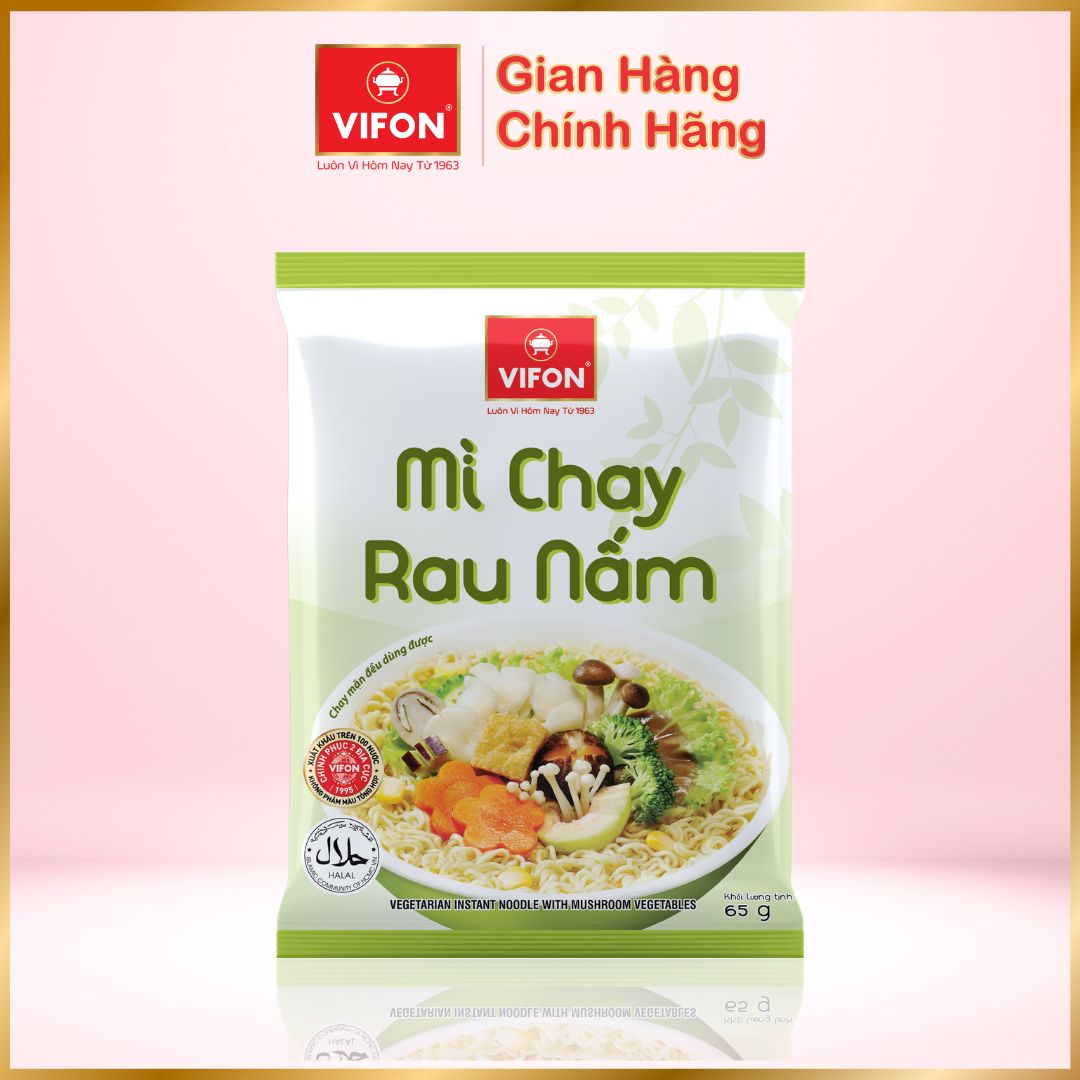 Thùng 30 Mì Chay Rau Nấm VIFON (65g / Gói)