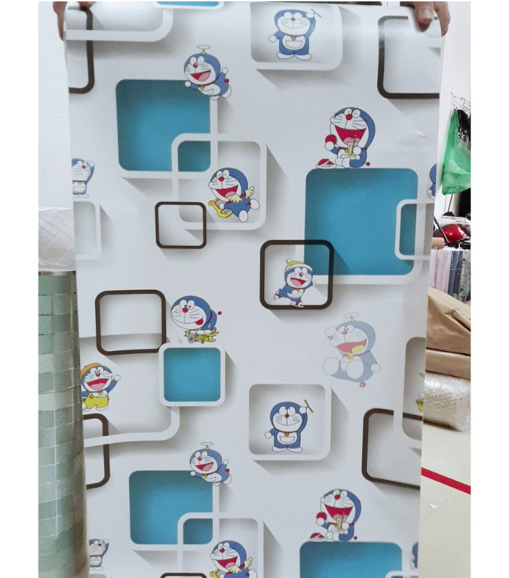 20M DECAL GIẤY DÁN TƯỜNG KEO SẴN KHỔ 45CM MẪU DOREMON Ô VUÔNG