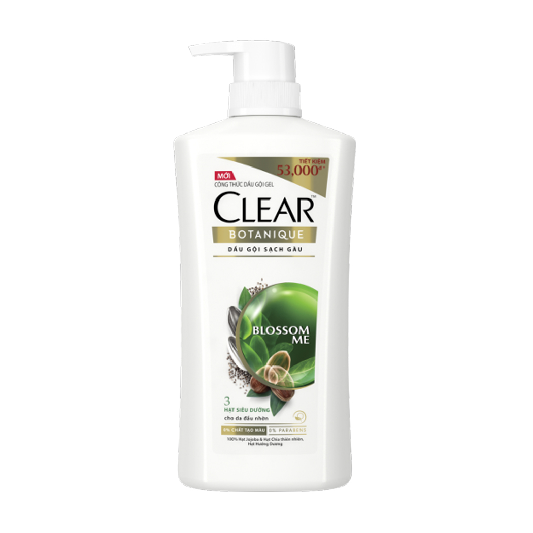 Dầu gội sạch gàu Clear Botanique 3 hạt siêu dưỡng cho da đầu nhờn (630g)