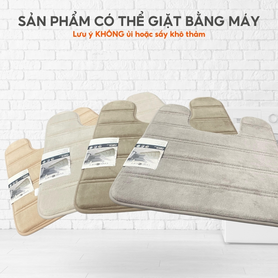 Thảm lót sàn toilet Jean Perry memory foam thấm hút nhanh khô 53x60cm