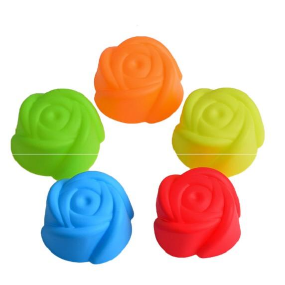 Set 10 khuôn cupcake silicon làm bánh làm rau câu Hoa Hồng 7 cm
