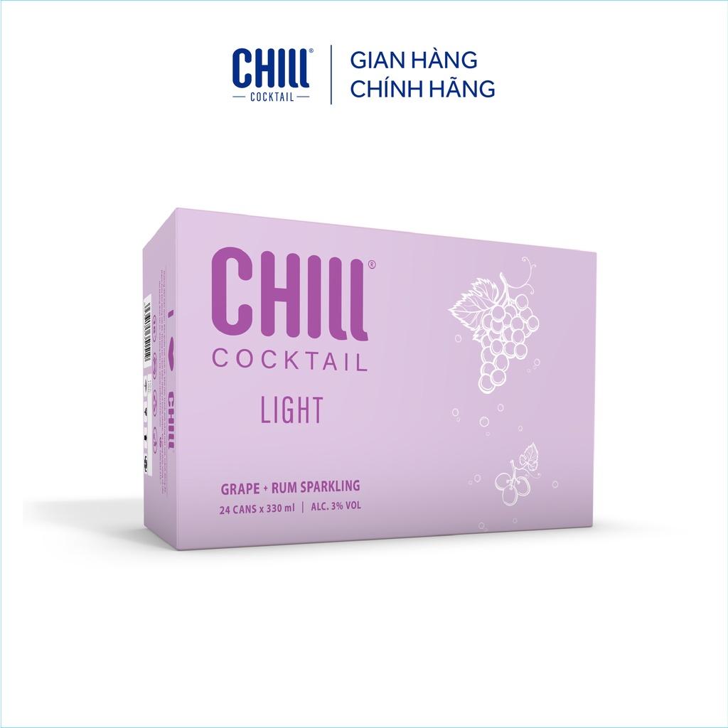 Thùng 24 lon Chill Cocktail Light vị Grape Rum Sparkling 330ml/lon