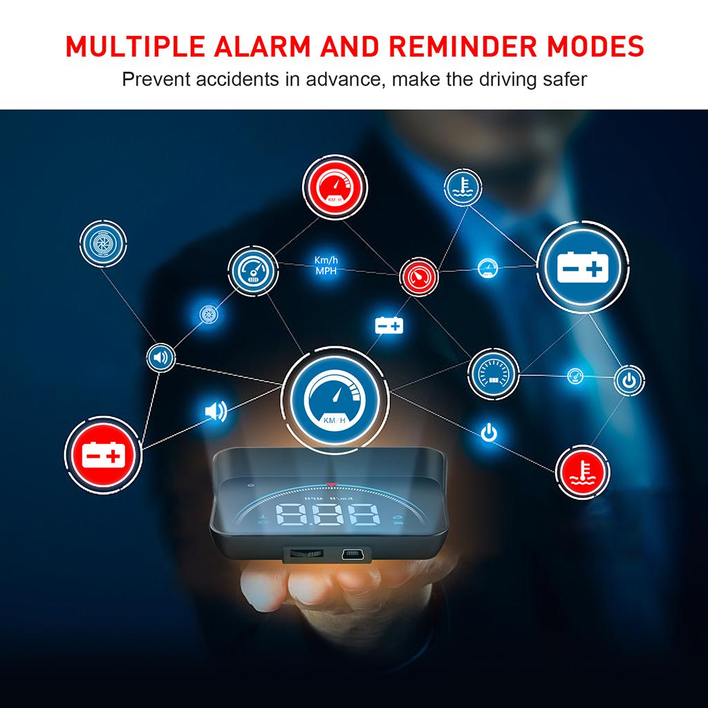 Hud Display Windshield Projector Alarm System KM / H MPH 3.5 X 2.1 X 1 Inches